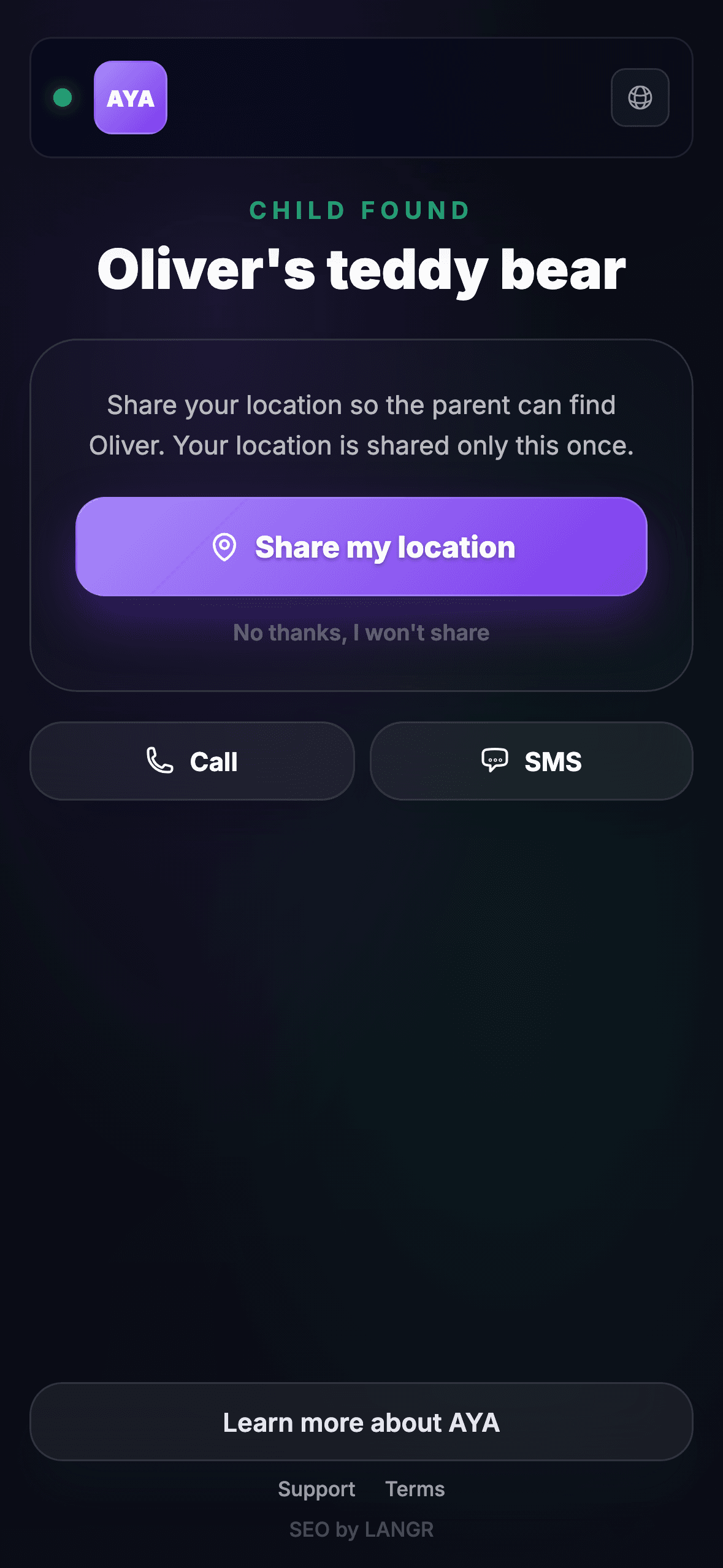 Finder scans the QR code